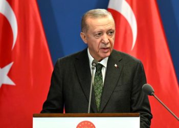 Turkey's President Recep Tayyip Erdogan speaks during a joint statement with Hungary's Prime Minister Viktor Orban at the Carmelite Monastery in Budapest, Hungary, Monday, Dec. 18, 2023. (AP Photo/Denes Erdos)
